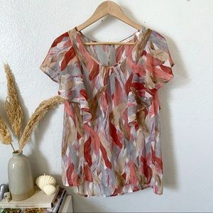 Lauren Conrad ruffle mesh blouse